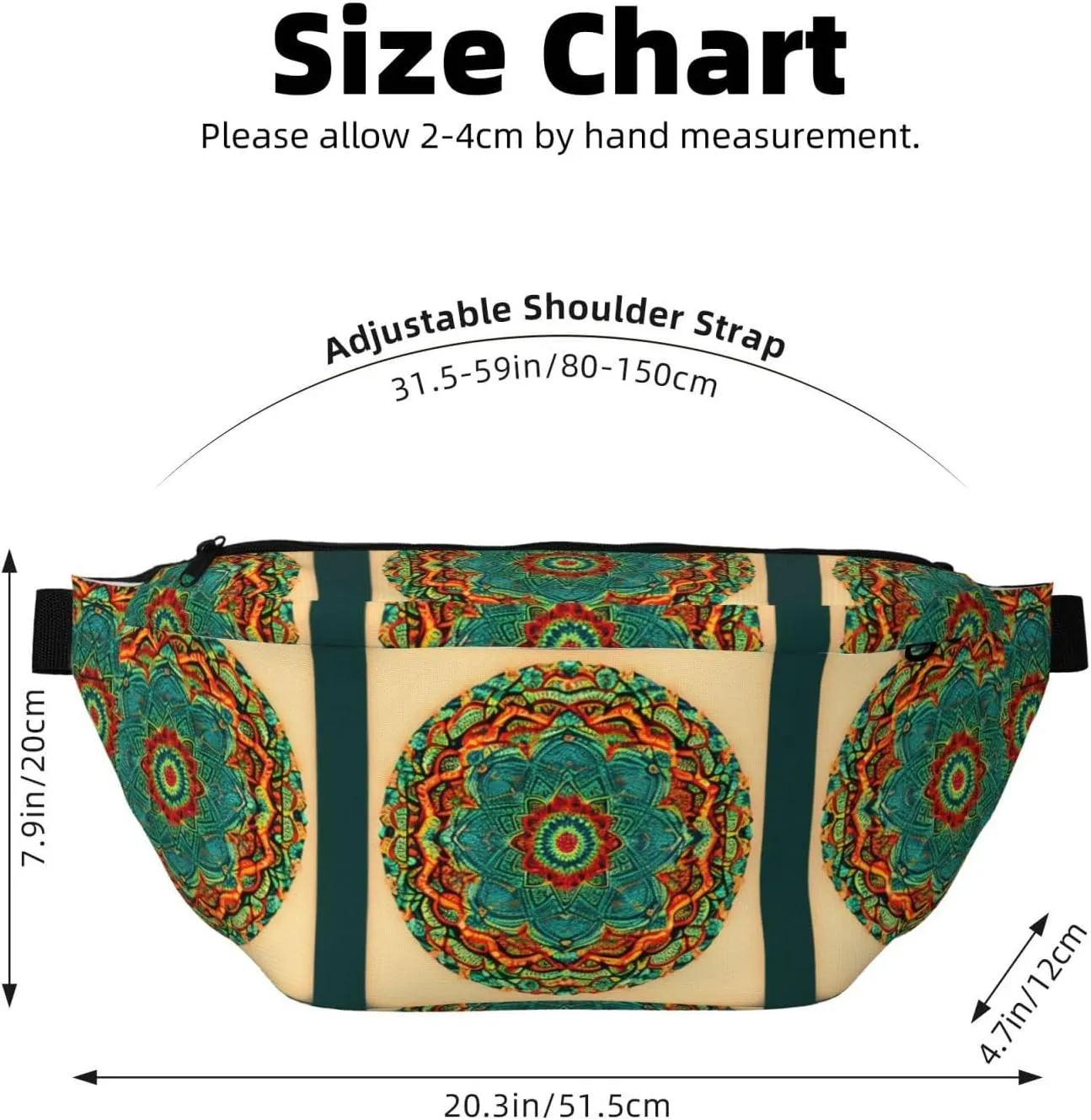 Mandala Fanny Pack Crossbody Sling Bag â€“ Zipper Pockets for Travel, Hiking, Cycling, Workouts, and Everyday Use