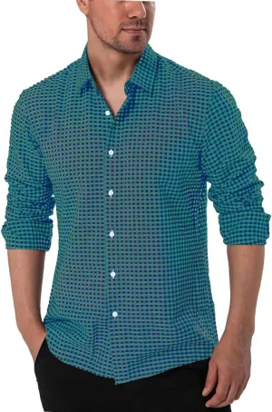 Manwan walk Men's Plaid Button Down Shirts Regular Fit Long Sleeve Casual Business Shirts