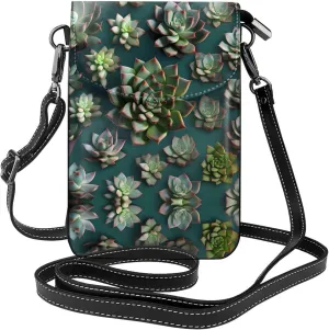 Many succulents Printed Women's Crossbody Phone Bag - Perfect for Travel and Shopping