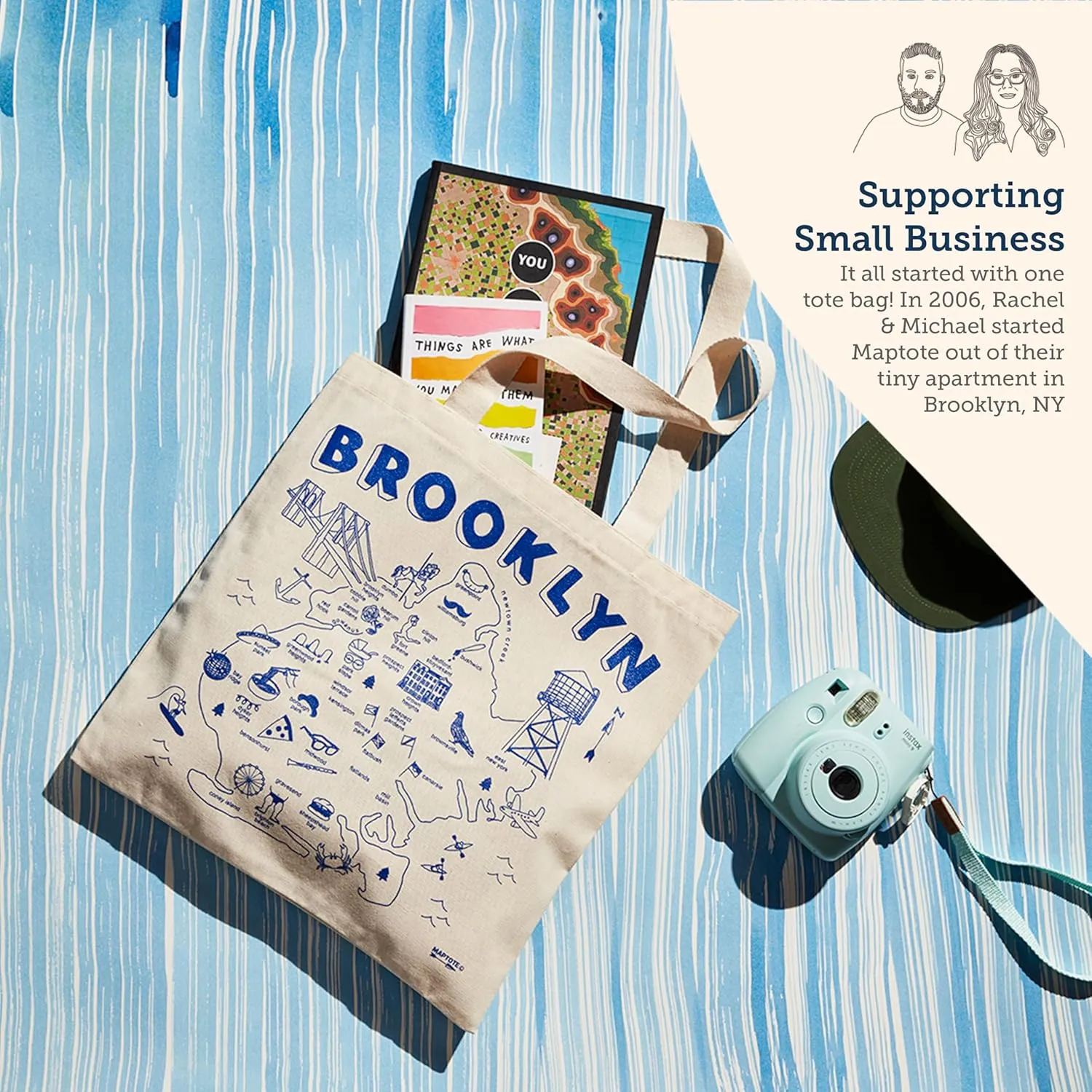 MAPTOTE Grocery Canvas Tote - Reusable Cotton Canvas Bag for Shopping, Daily Errands, Beach Trips and Travel - Screenprinted, Earth Friendly, and Made in USA - Map Style, New York City