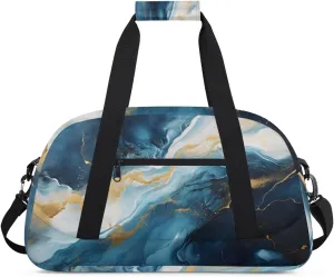 Marble Texture Gym Duffel Bag for Men Women Ink Pattern Sports Tote Bag with Adjustable Shoulder Strap for Dance Gymnastics Traveling Outdoor Camping Overnight Stay