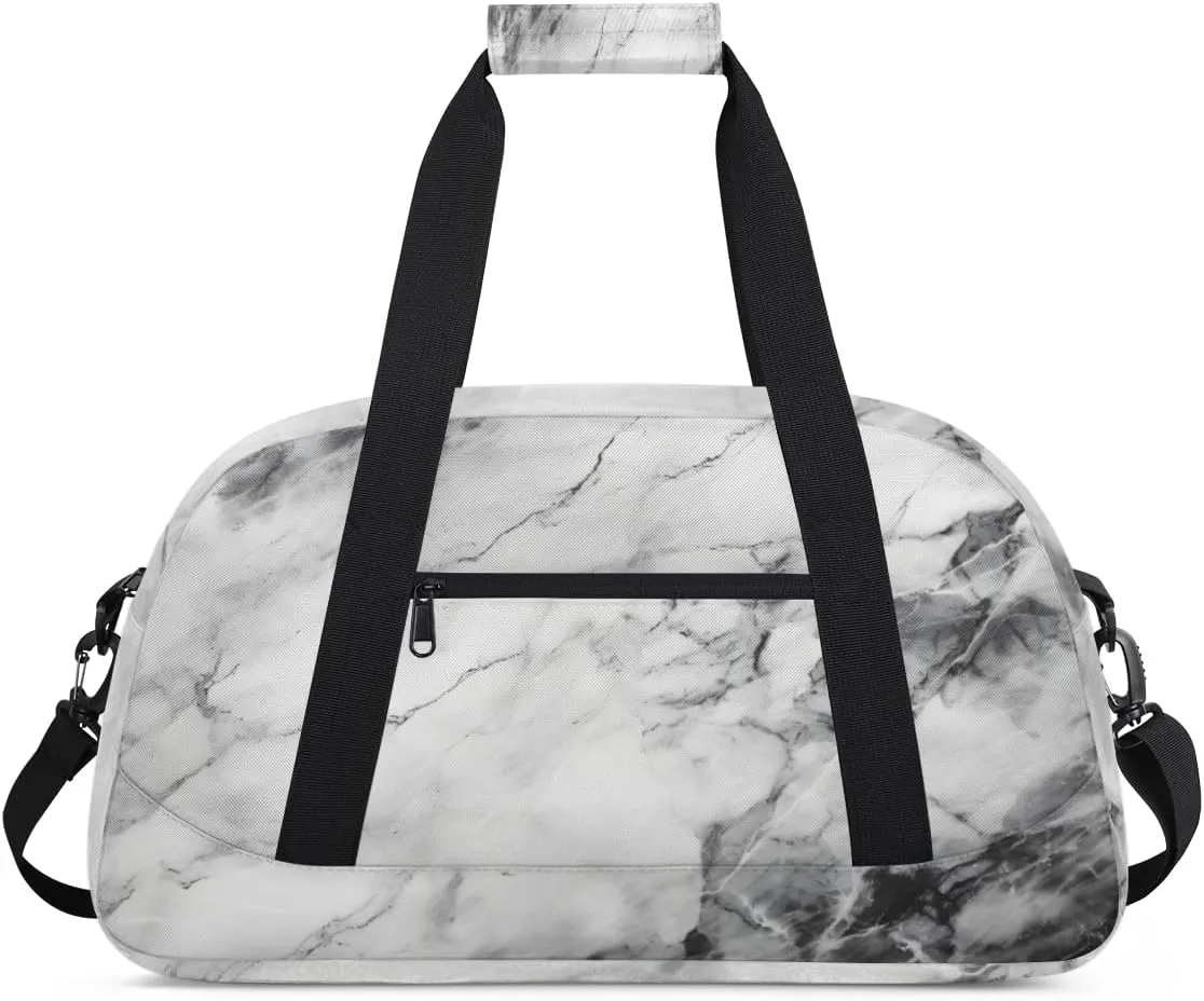 Marble Texture Gym Duffel Bag for Men Women Retro Marble Sports Tote Bag with Adjustable Shoulder Strap for Dance Gymnastics Traveling Outdoor Camping Overnight Stay