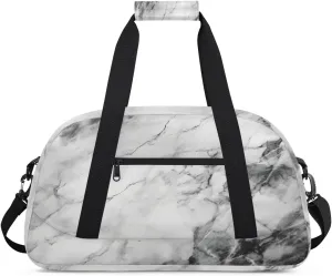 Marble Texture Gym Duffel Bag for Men Women Retro Marble Sports Tote Bag with Adjustable Shoulder Strap for Dance Gymnastics Traveling Outdoor Camping Overnight Stay