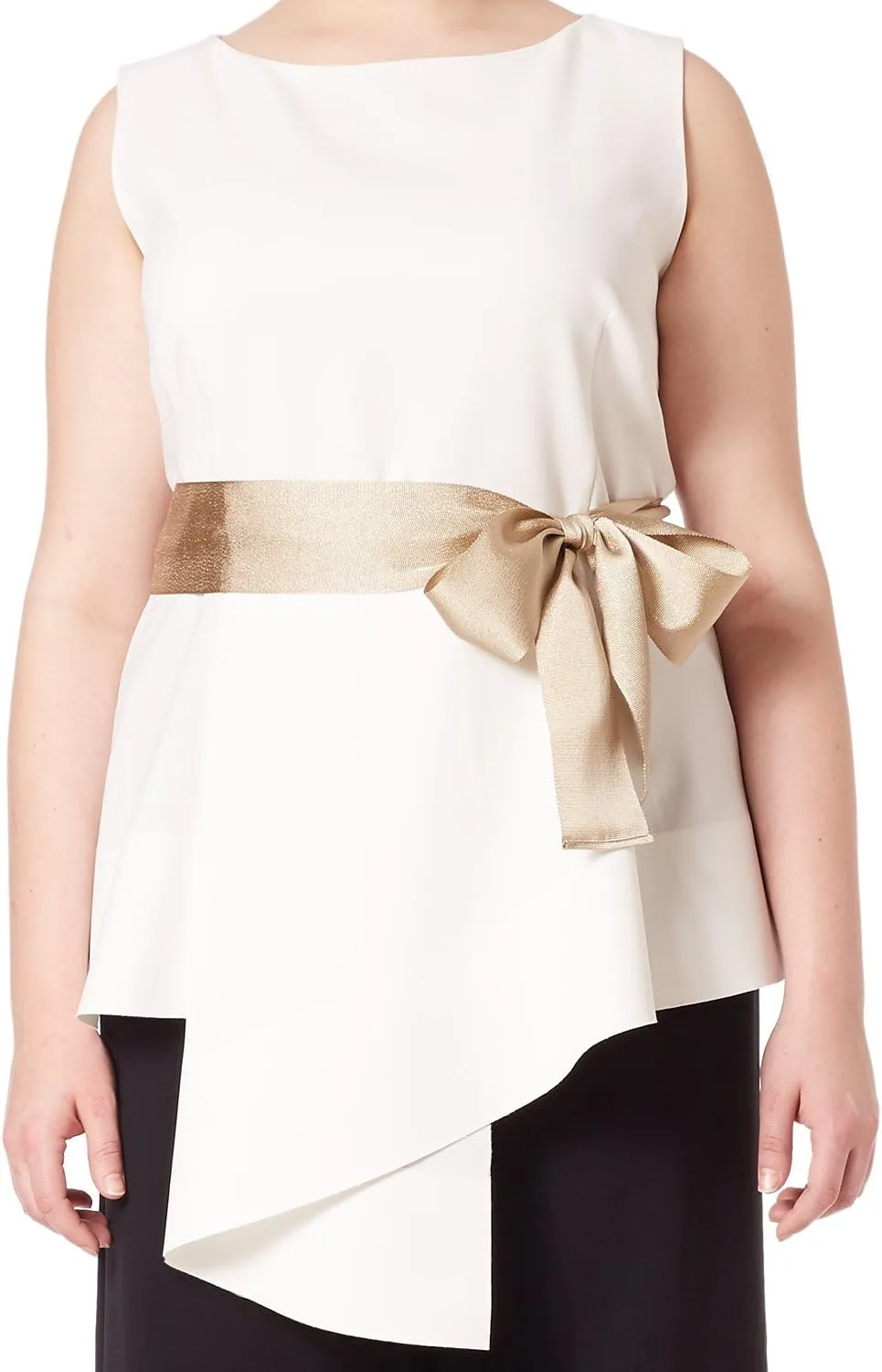 Marina Rinaldi Women's Fioretto Belted Peplum Blouse White