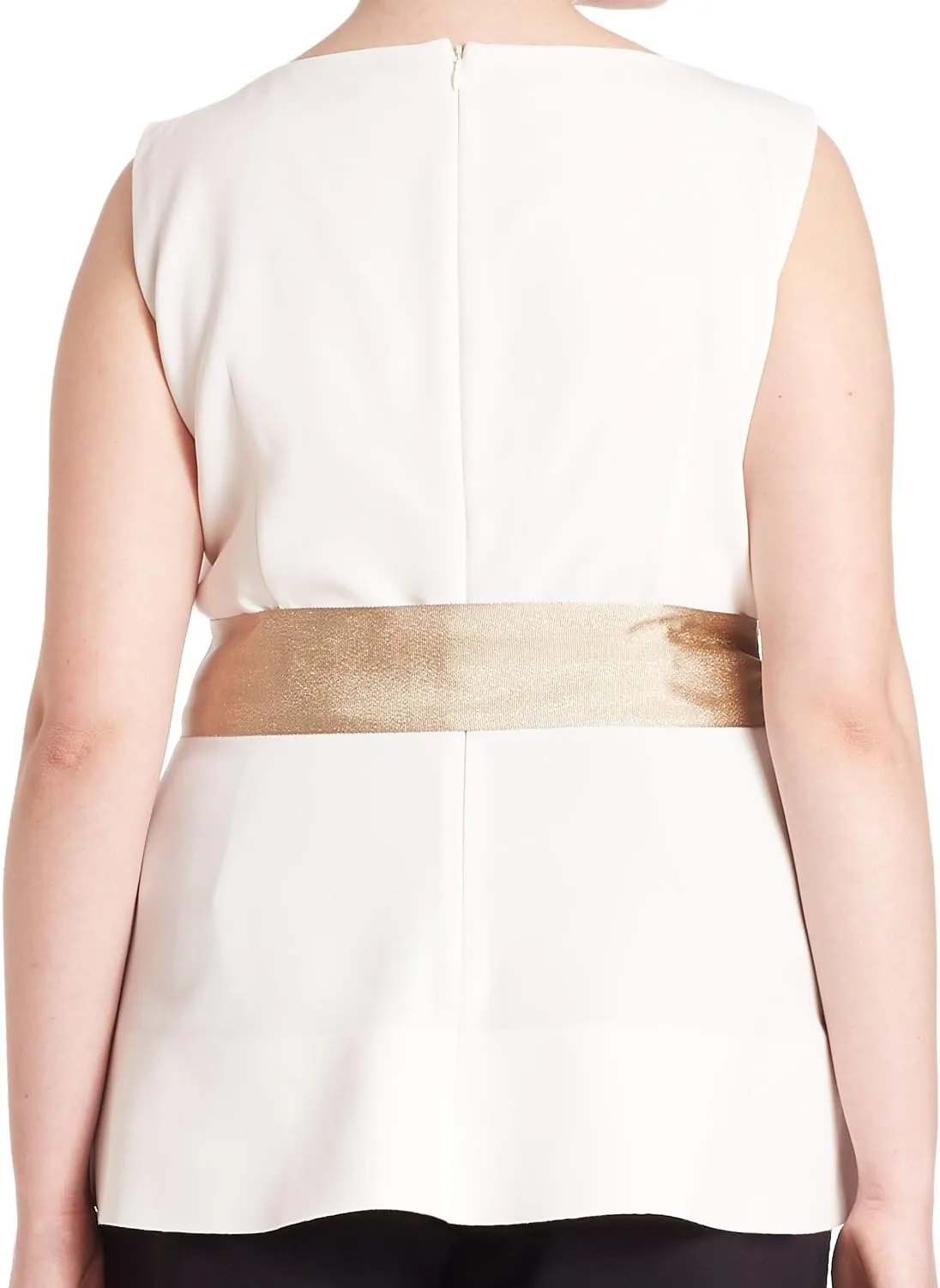 Marina Rinaldi Women's Fioretto Belted Peplum Blouse White