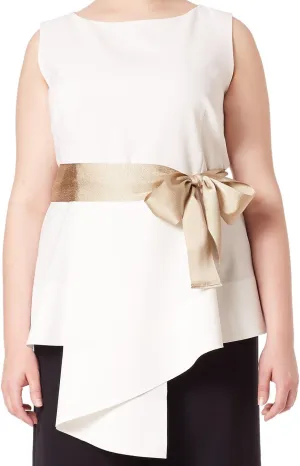 Marina Rinaldi Women's Fioretto Belted Peplum Blouse White