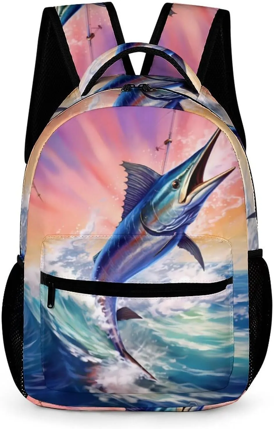 Marlin Fish Swordfish Cute Backpack Printed Shoulder Bag Travel Dackpack for Shopping Camping