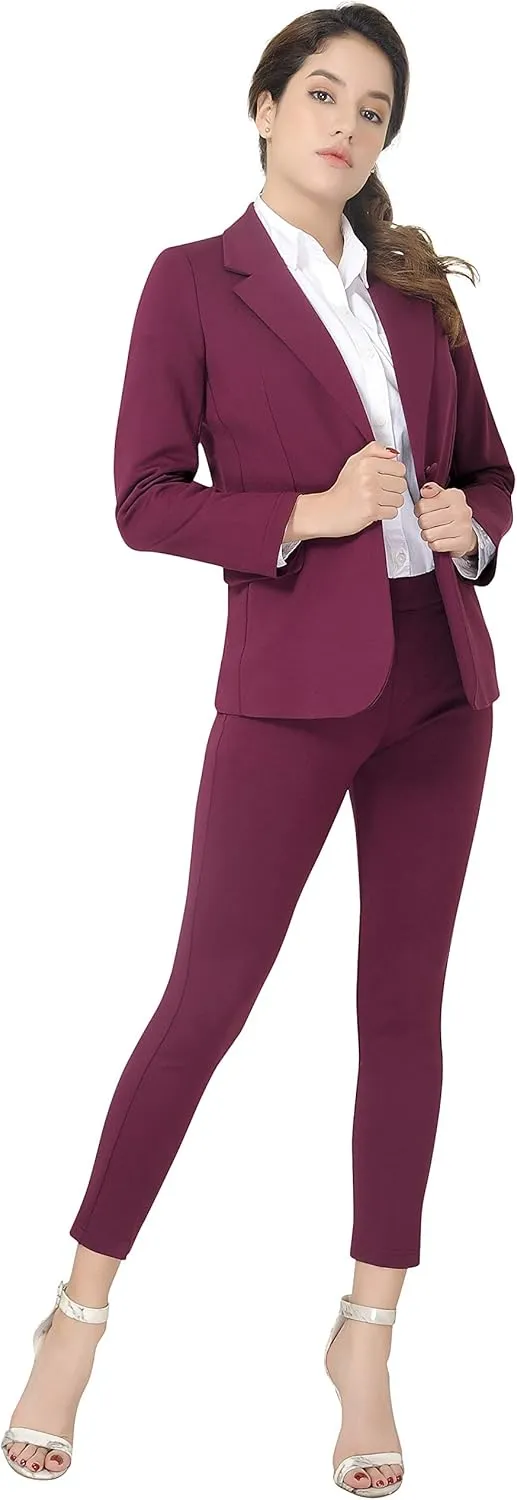 Marycrafts Women's Business Blazer Pant Suit Set for Work