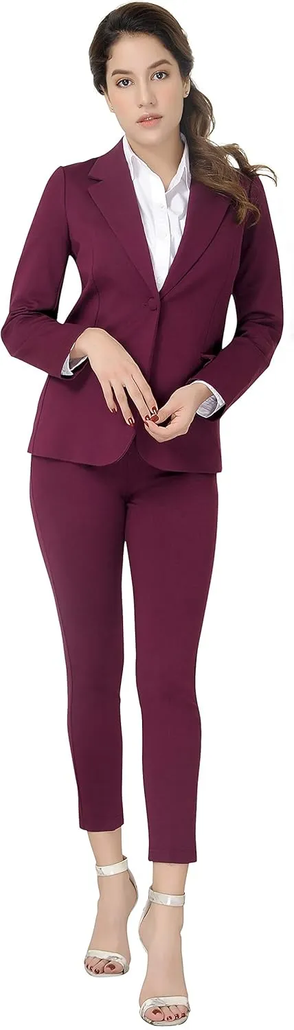 Marycrafts Women's Business Blazer Pant Suit Set for Work