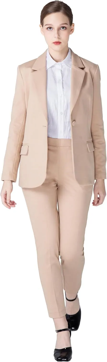 Marycrafts Women's Business Blazer Pant Suit Set for Work