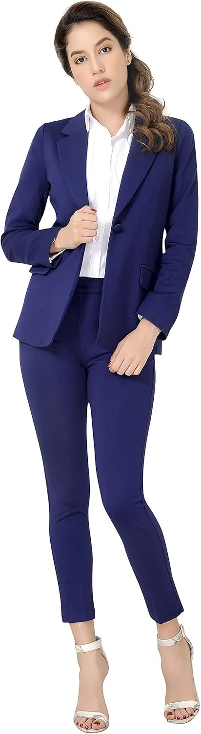 Marycrafts Women's Business Blazer Pant Suit Set for Work