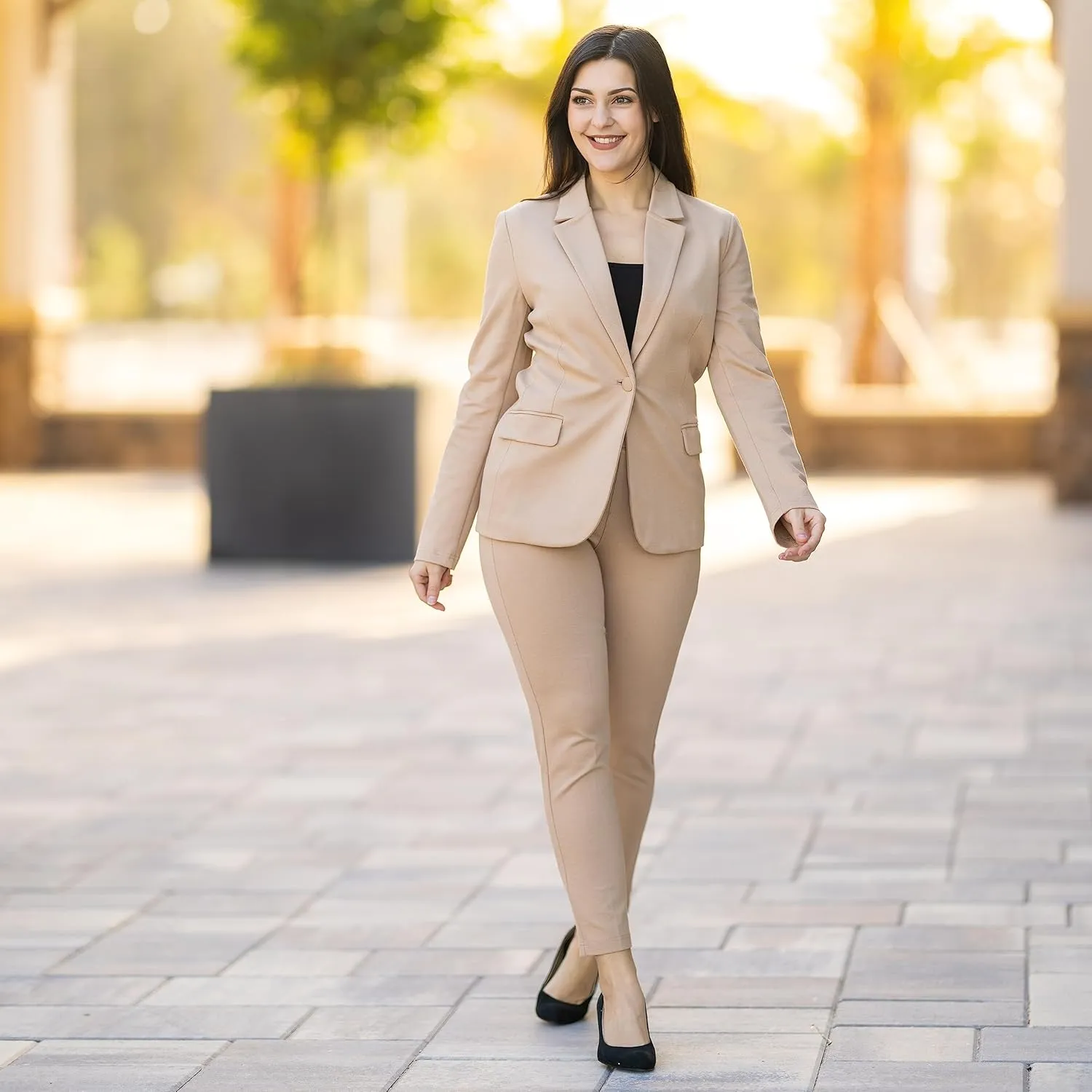 Marycrafts Women's Business Blazer Pant Suit Set for Work