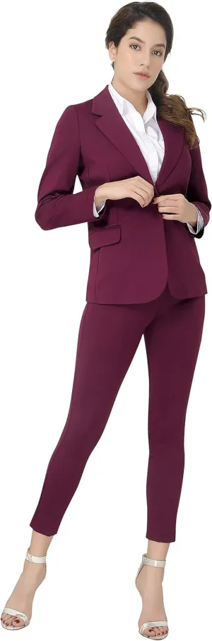 Marycrafts Women's Business Blazer Pant Suit Set for Work