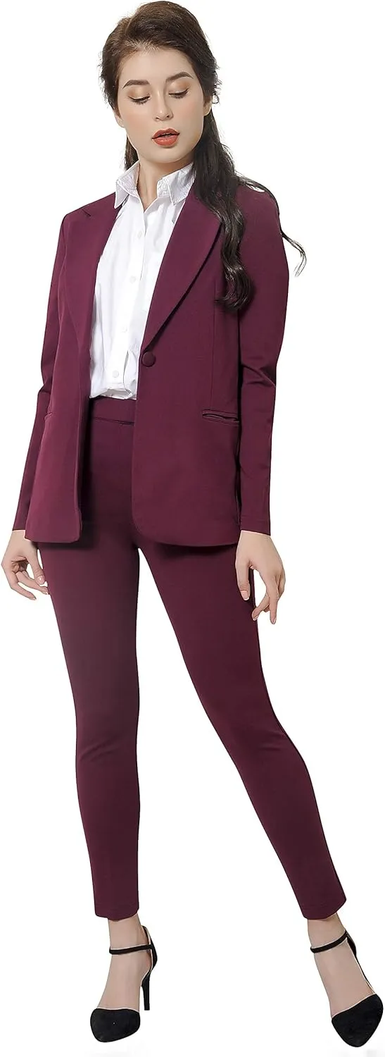Marycrafts Women's Business Blazer Pant Suit Set for Work