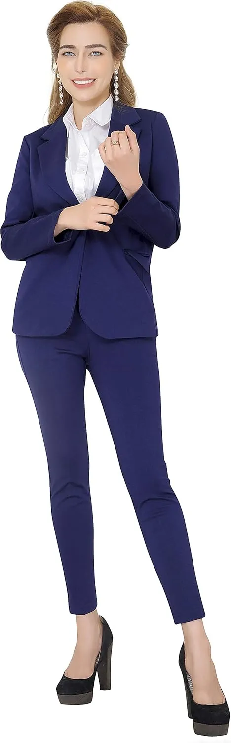 Marycrafts Women's Business Blazer Pant Suit Set for Work