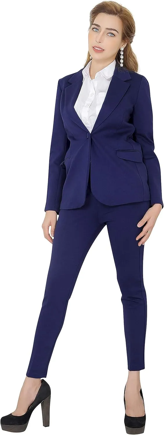Marycrafts Women's Business Blazer Pant Suit Set for Work