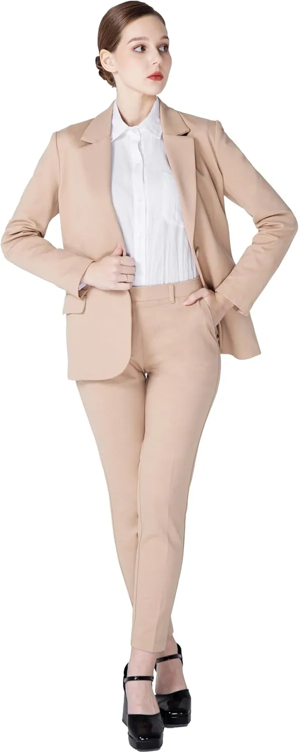 Marycrafts Women's Business Blazer Pant Suit Set for Work
