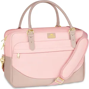 MATEIN 17 Inch Laptop Bag, Large Waterproof Laptop Carrying Case with Adjustable Handle, Cute Pink Briefcase Shoulder Messenger Bag Professional Work Computer Bag for Women Office College Travel, Pink