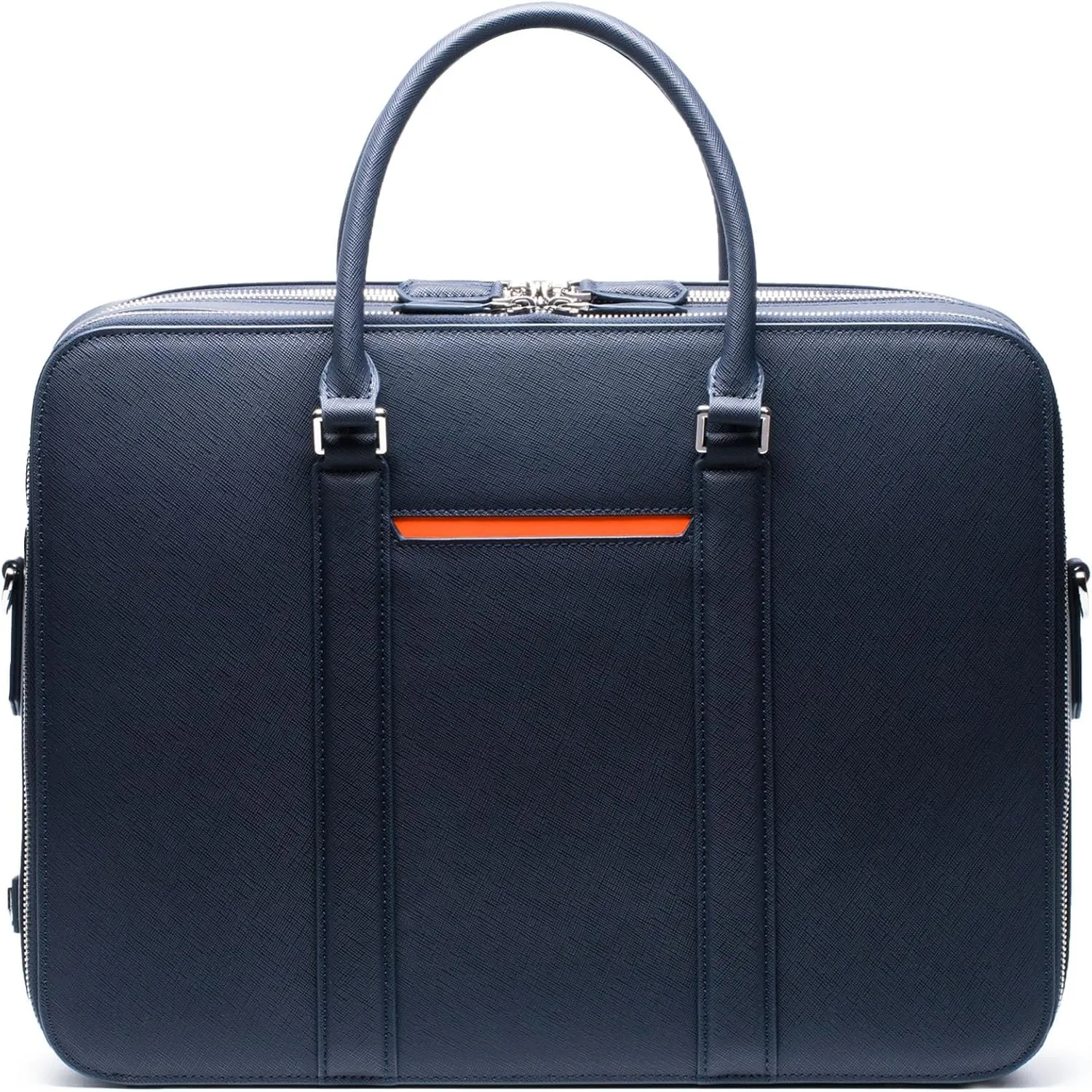 Maverick & Co. Manhattan Double-Zip Leather Laptop Bag – 16” Briefcase for Men, Stylish Business Travel & Work Bag, Durable