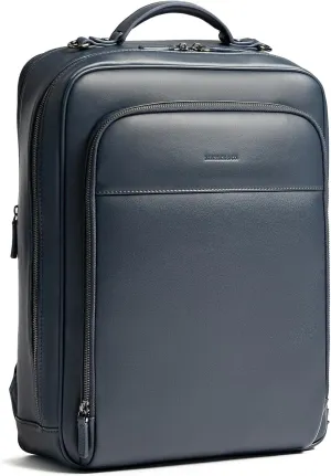 Maverick & Co. Windsor Men’s Leather Laptop Backpack – Work, Travel, Tech, Business, Nylon, Stylish College Daypack (Navy)