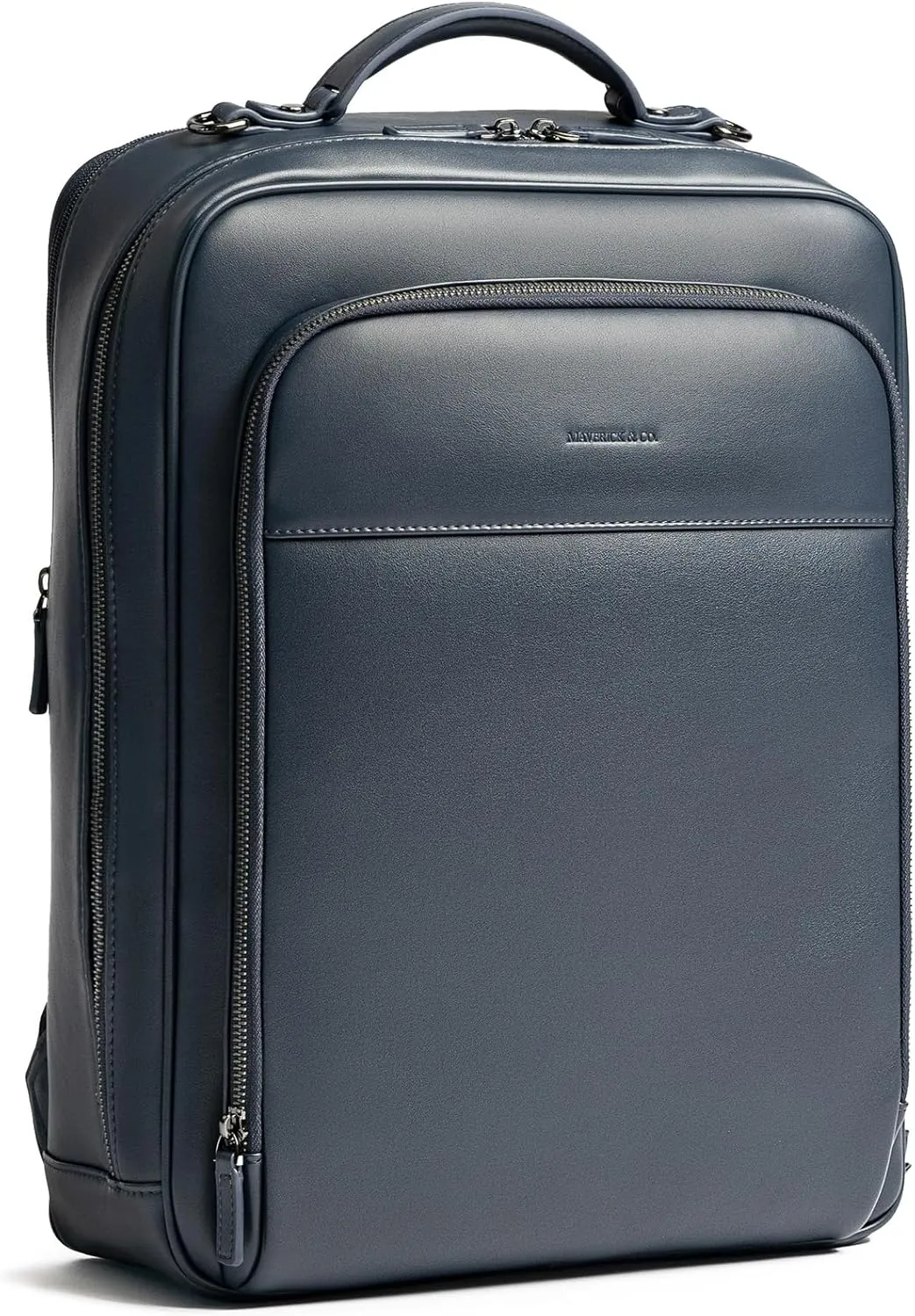 Maverick & Co. Windsor Men’s Leather Laptop Backpack – Work, Travel, Tech, Business, Nylon, Stylish College Daypack (Navy)