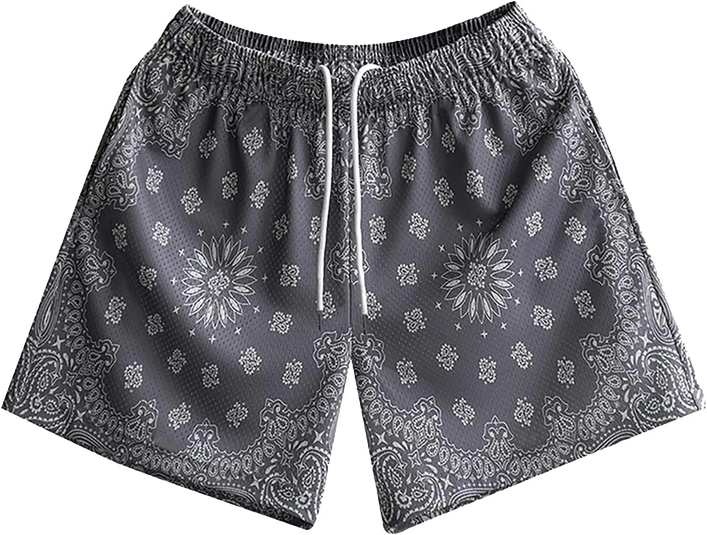 MECH-ENG Men's Paisley Shorts Graphic Print Casual Bandana Retro Lightweight Running Boxing Mesh Boho Shorts