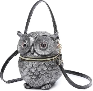 Men and Women Owl Shaped Crossbody Shoulder Bag Handbag PVC Unique Novelty Owl Purse