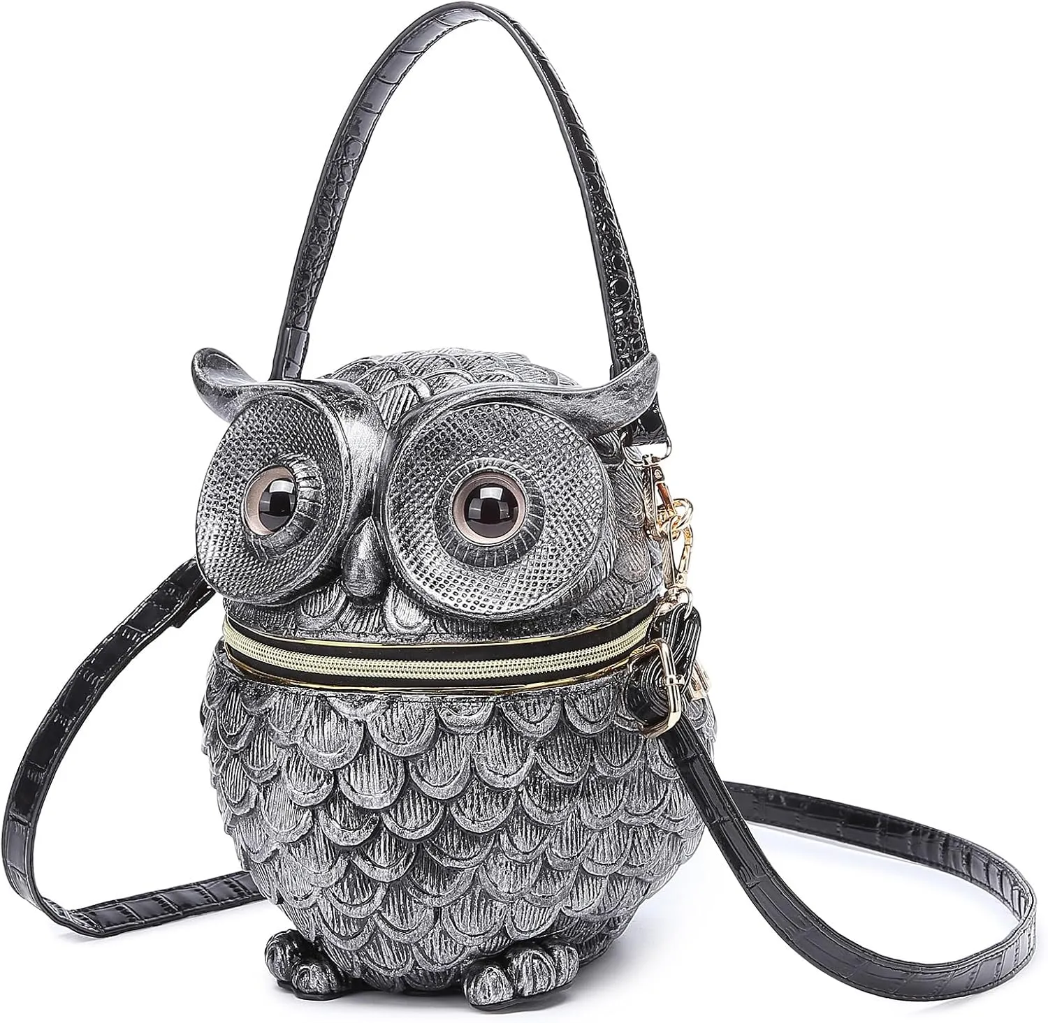 Men and Women Owl Shaped Crossbody Shoulder Bag Handbag PVC Unique Novelty Owl Purse