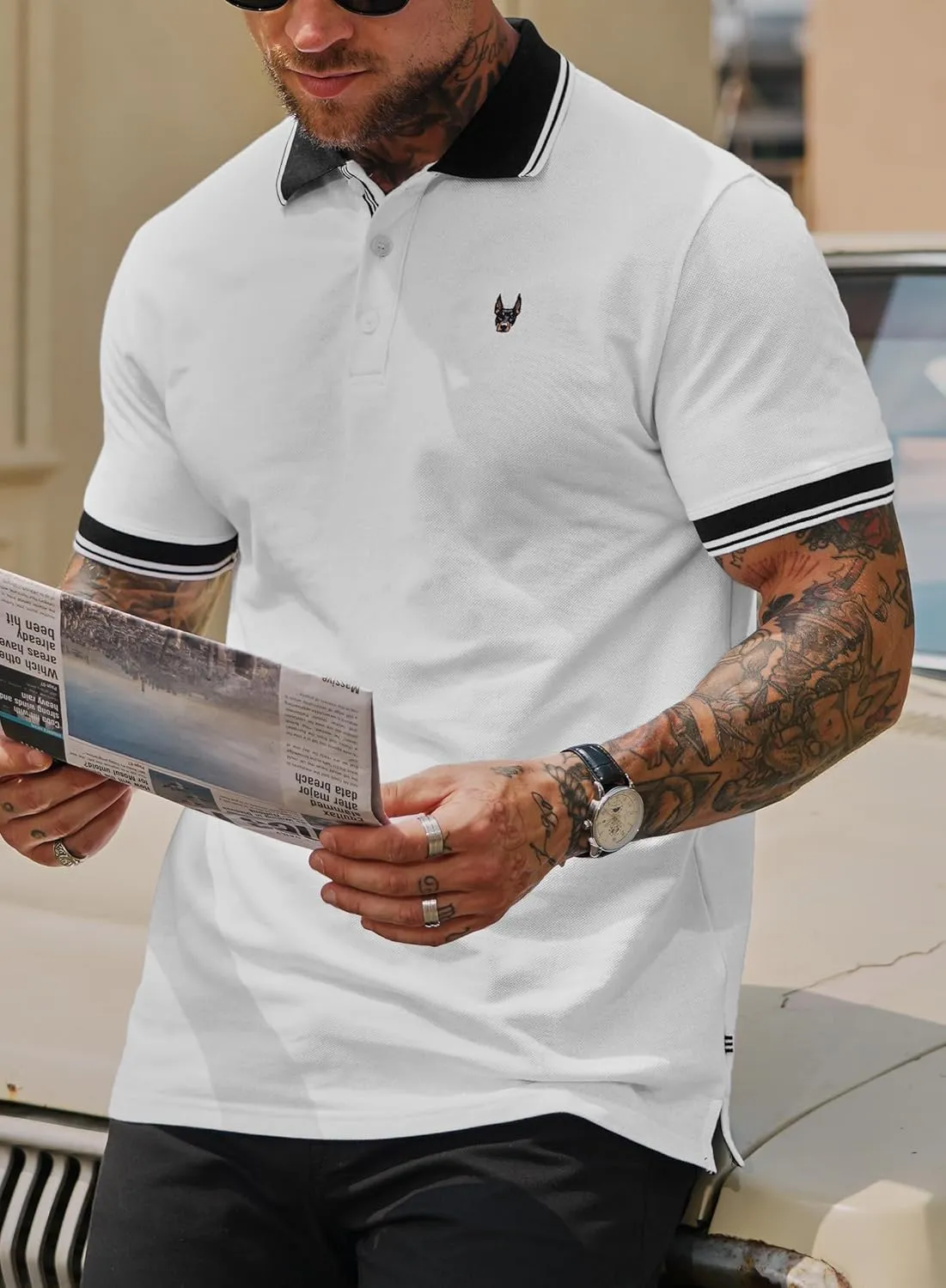 Men Polo Shirts Cotton Casual Business Embroidery Soft Short Sleeve Golf Shirt (S-XXL)