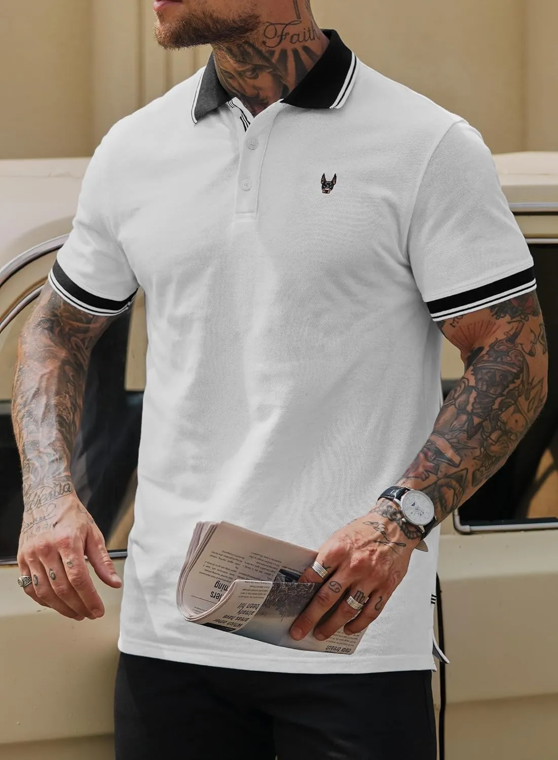 Men Polo Shirts Cotton Casual Business Embroidery Soft Short Sleeve Golf Shirt (S-XXL)