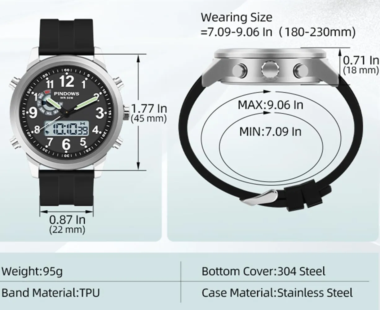 Men Watches for Men's Military Digital Watches Analog Quartz Waterproof Watch Sport Outdoor Multifunctional Stainless Steel Classic Stylish Fashion Casual Business Wristwatch
