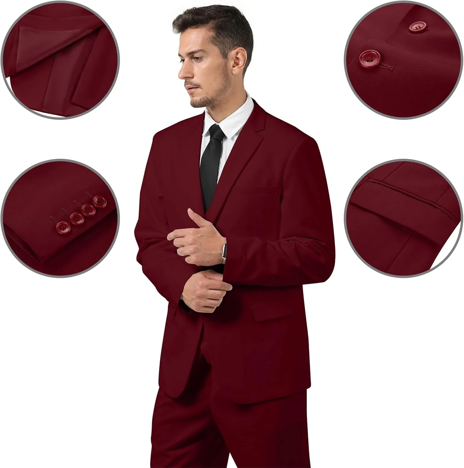 Mens 2 Piece Suit Slim Fit Business Wedding Party Tuxedo Dress Suits for Men Jacket and Pants Set