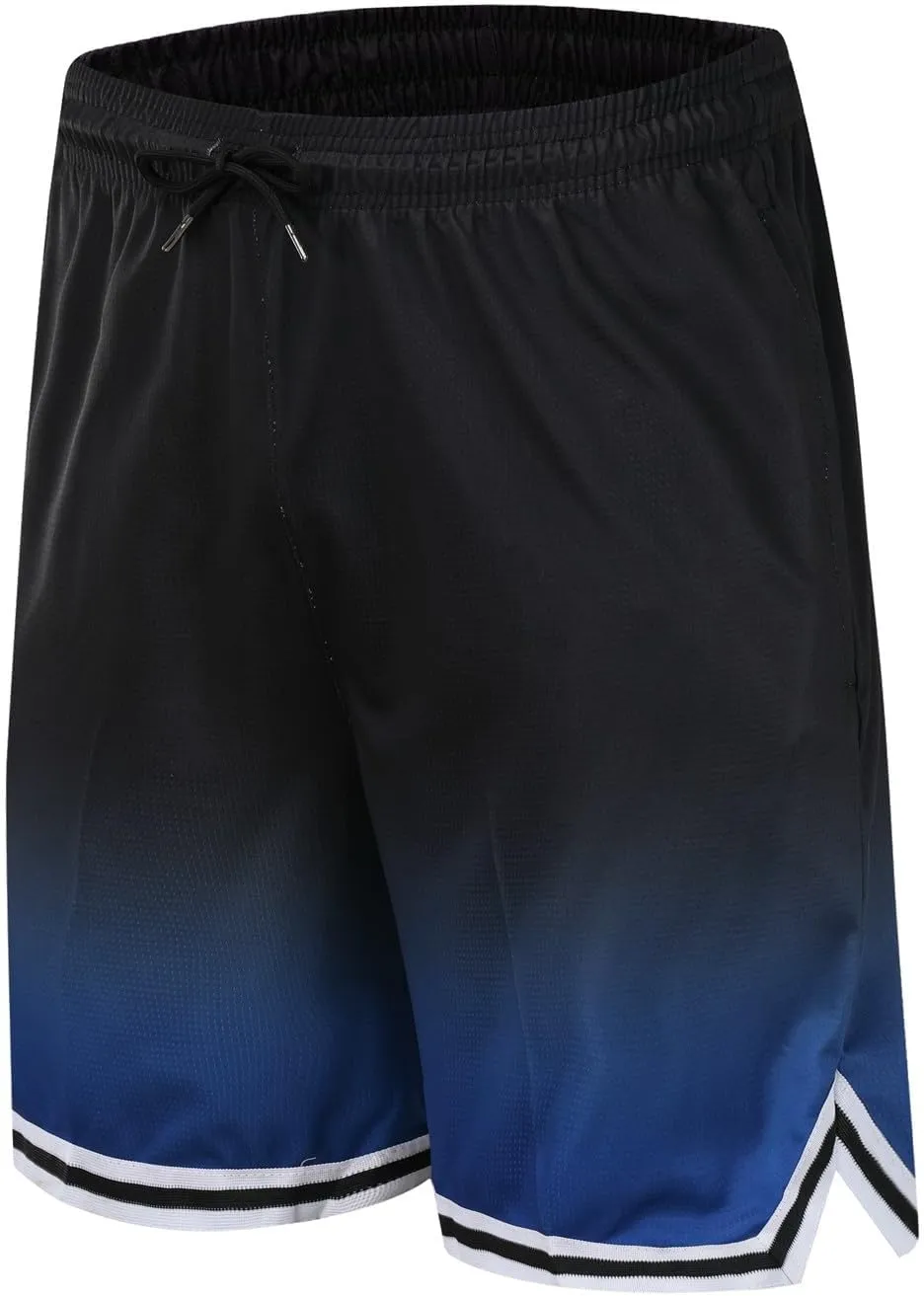 Mens Basketball Athletic Shorts with Zip Pockets Mesh Workout Active Performance Gym Shorts