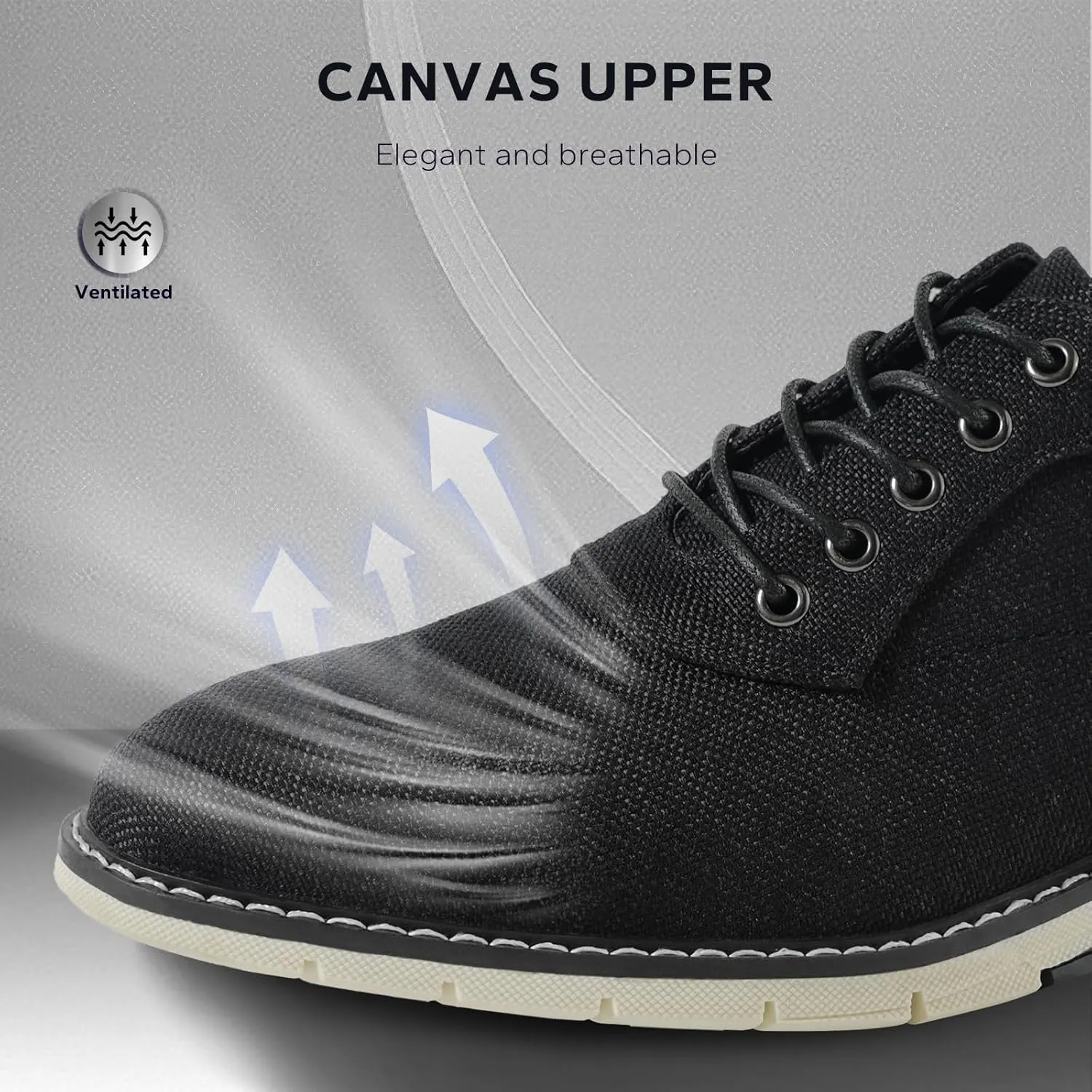 Men's Black Dress Shoes - Stylish Canvas Casual Shoes for Men - Classic Lace Up Derby Shoes Black
