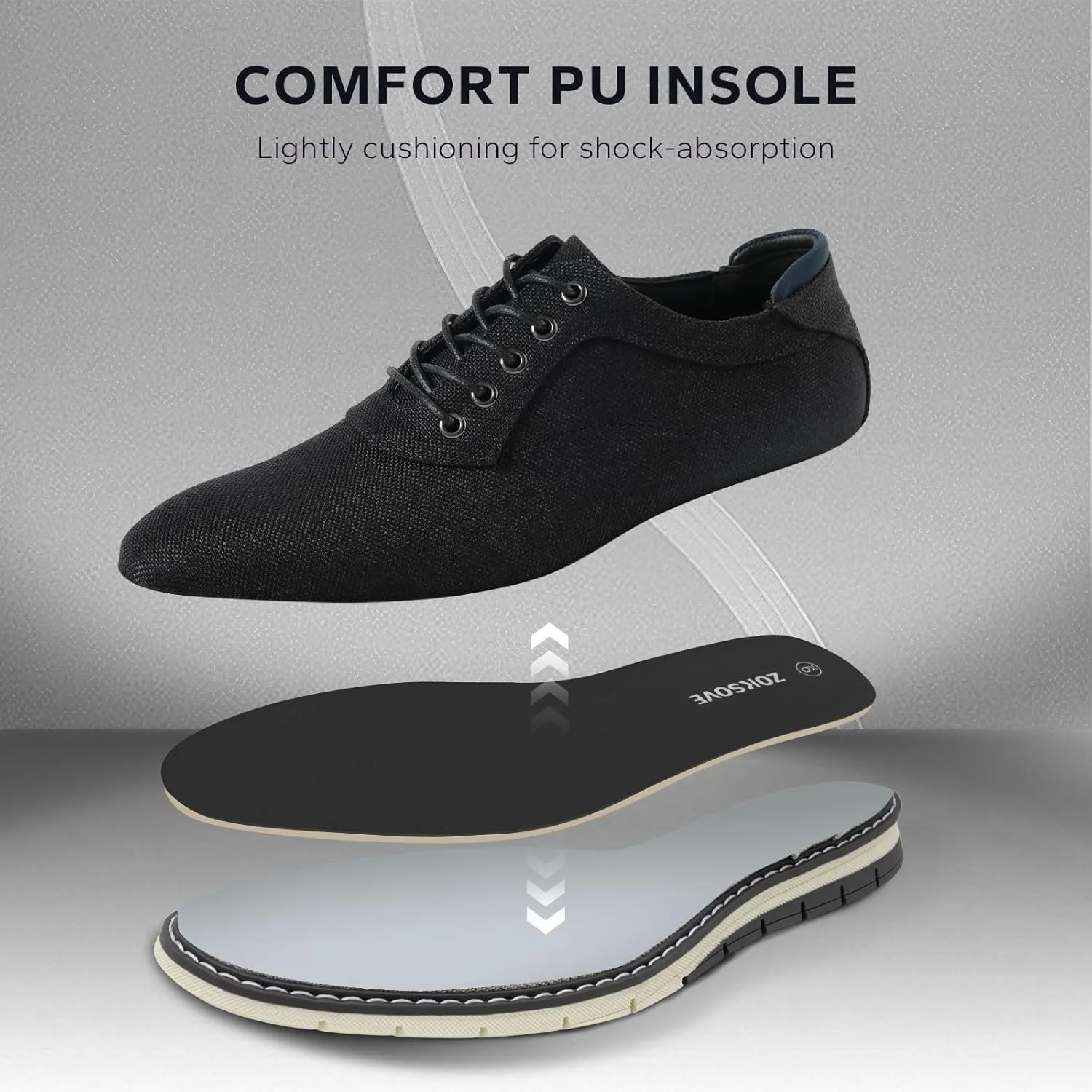 Men's Black Dress Shoes - Stylish Canvas Casual Shoes for Men - Classic Lace Up Derby Shoes Black
