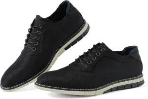 Men's Black Dress Shoes - Stylish Canvas Casual Shoes for Men - Classic Lace Up Derby Shoes Black