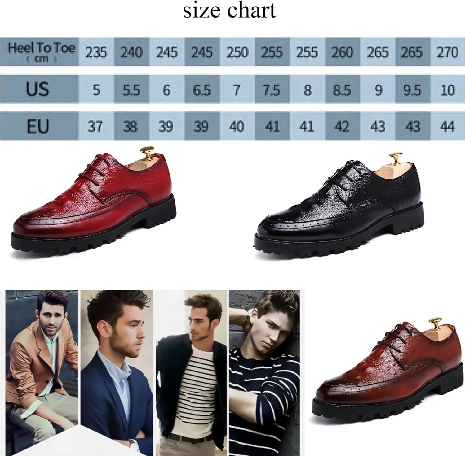 Men's Brogue Oxford Dress Shoes Stylish Business Work Leather Office Formal Leather Shoes Slip-On Wedding Lace-Up Dress Shoes