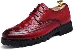 Men's Brogue Oxford Dress Shoes Stylish Business Work Leather Office Formal Leather Shoes Slip-On Wedding Lace-Up Dress Shoes