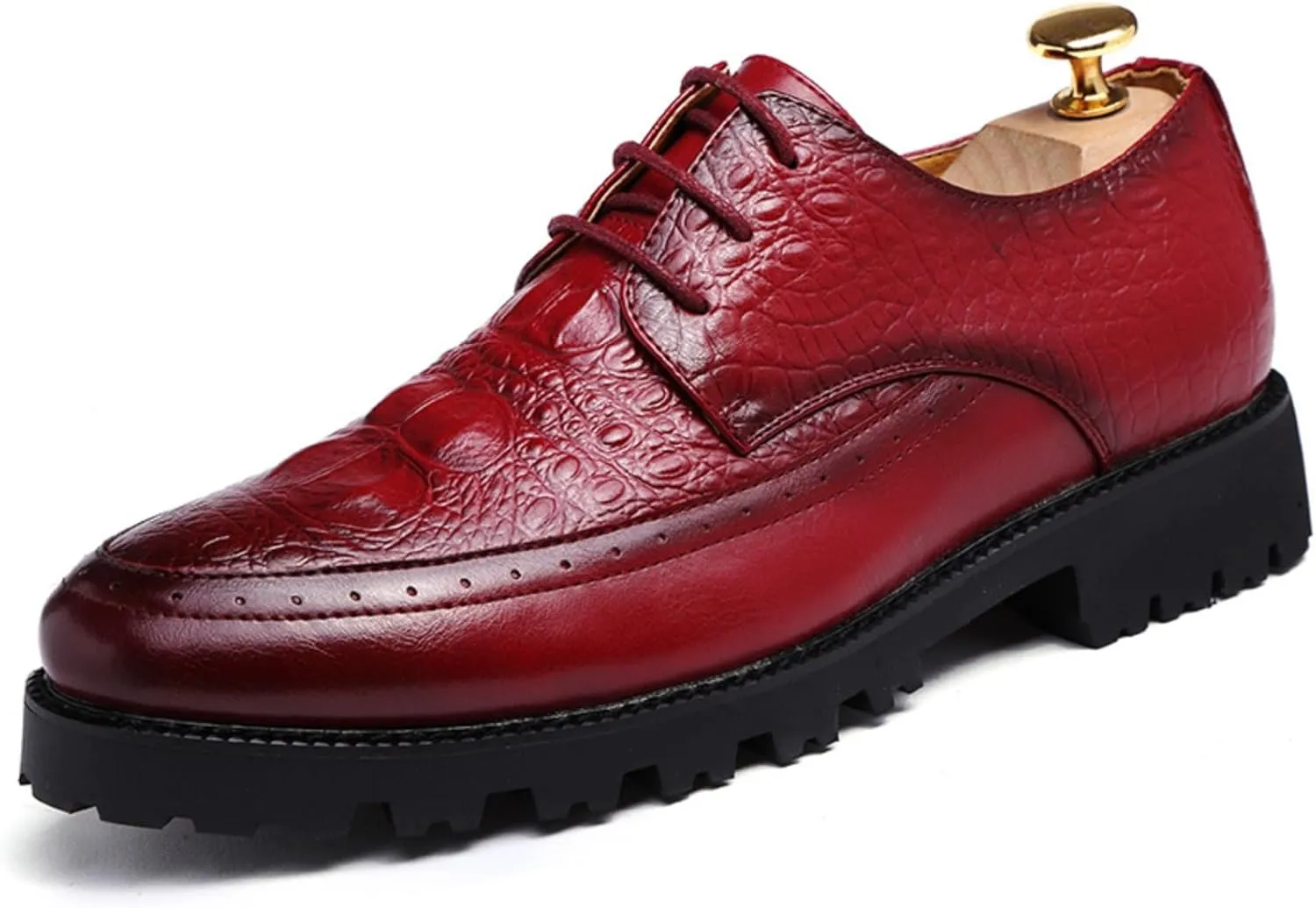 Men's Brogue Oxford Dress Shoes Stylish Business Work Leather Office Formal Leather Shoes Slip-On Wedding Lace-Up Dress Shoes