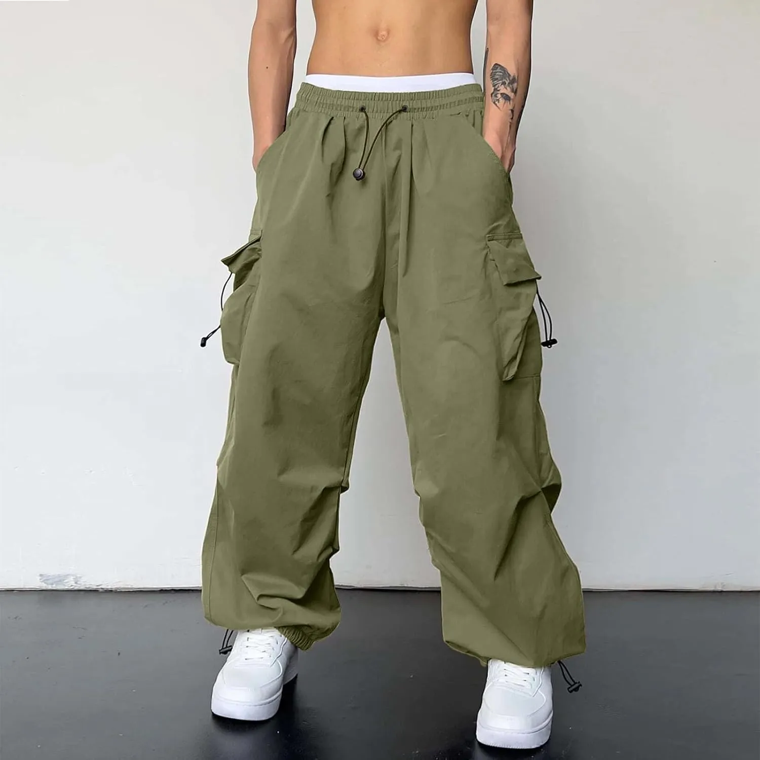 Mens Cargo Pants Casual Baggy Joggers Athletic Parachute Pant Loose Fit Sweatpants with Pockets Y2K Streetwear