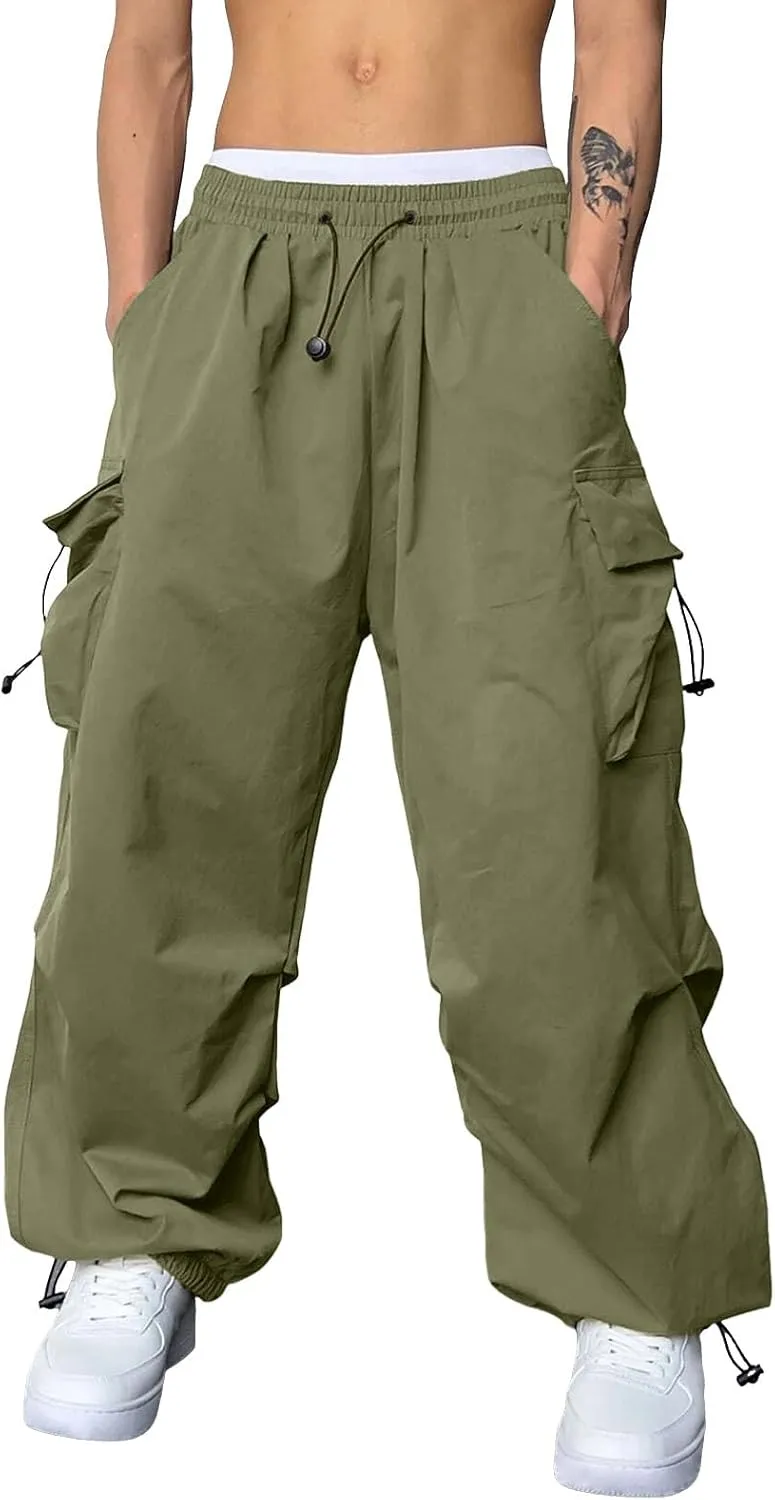 Mens Cargo Pants Casual Baggy Joggers Athletic Parachute Pant Loose Fit Sweatpants with Pockets Y2K Streetwear