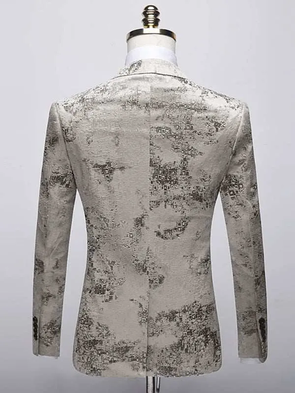 Men's Casual Lapel Woven Knit Blazer Suit