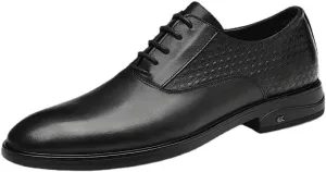 Men's Classic Pointed Toe Lace-Up Leather Derby Shoes - Stylish Formal Dress Shoes for Weddings, Office, and Casual Wear