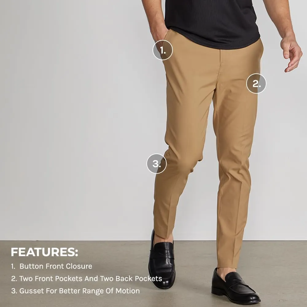 Men's Exec Pants – Tapered Fit Stretch Slacks, Wrinkle Resistant Suit Trousers, Business Casual Office Bottoms for Men