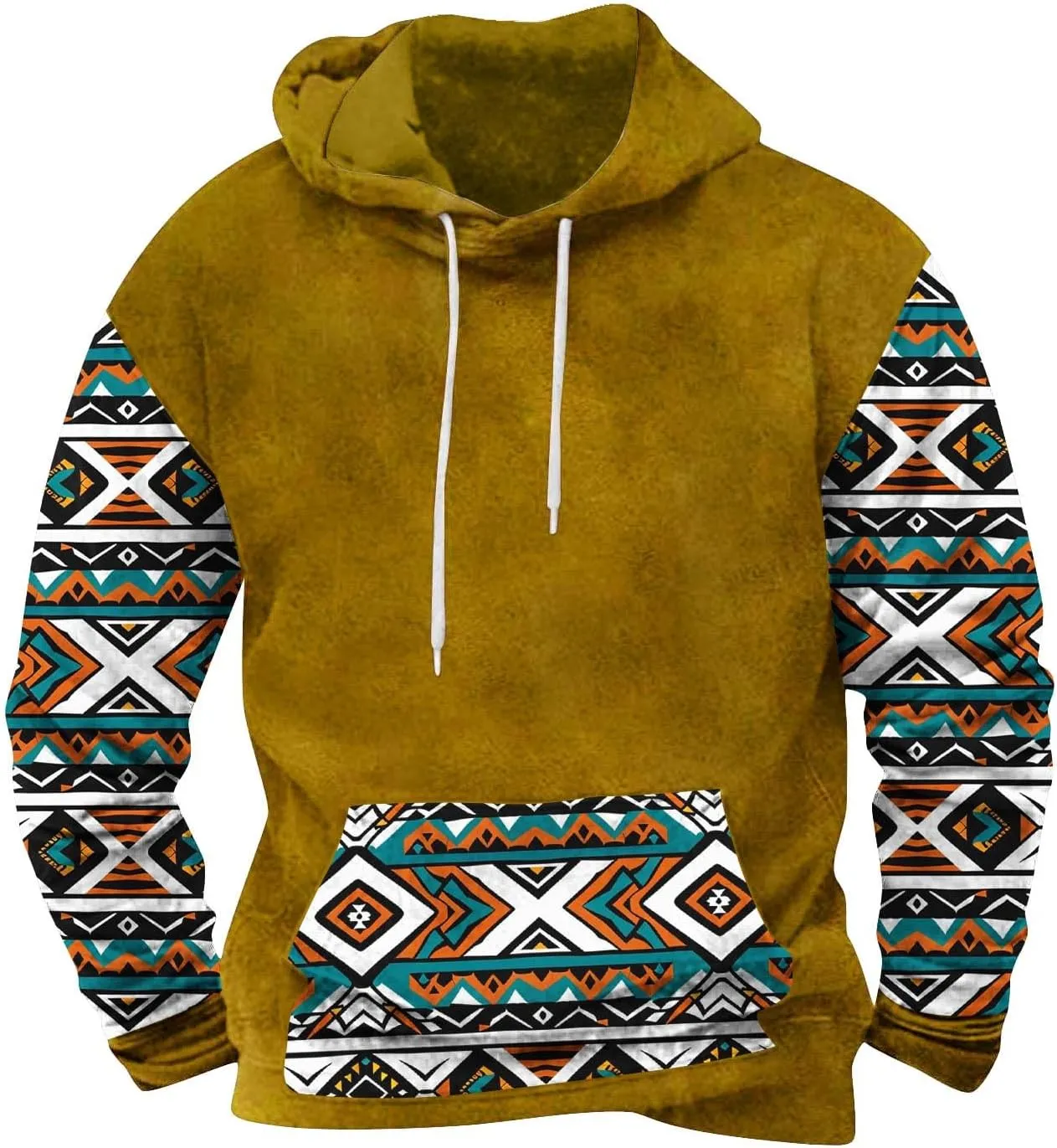Men's Fashion Hoodies Sweatshirts Vntage Heavyweight Mens Hoodies Pullover Aztec Printed Long Sleeve Fall Shirts