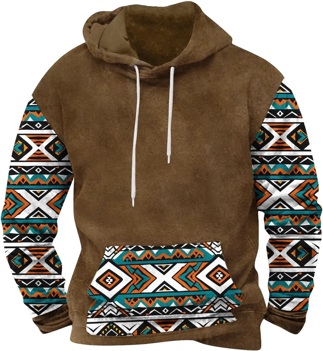 Men's Fashion Hoodies Sweatshirts Vntage Heavyweight Mens Hoodies Pullover Aztec Printed Long Sleeve Fall Shirts