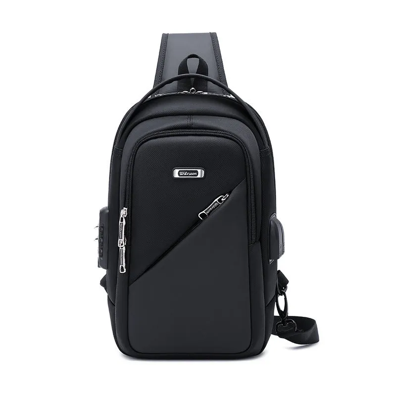 Men's Fashion Oxford Cloth Multifunctional Trendy Password Men's Chest Bags