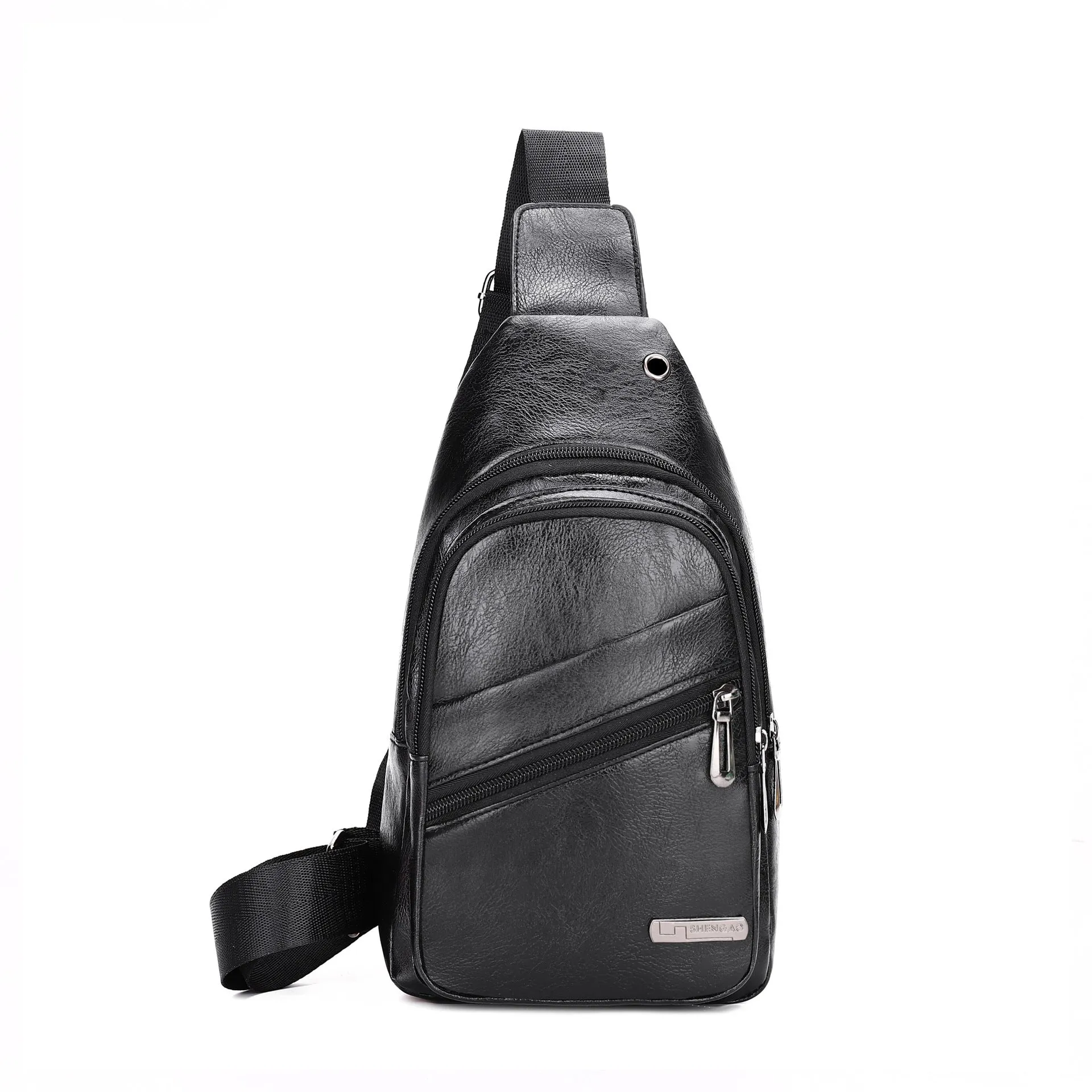 Men's Fashion Simple Waterproof Leisure Leather Business Men's Chest Bags