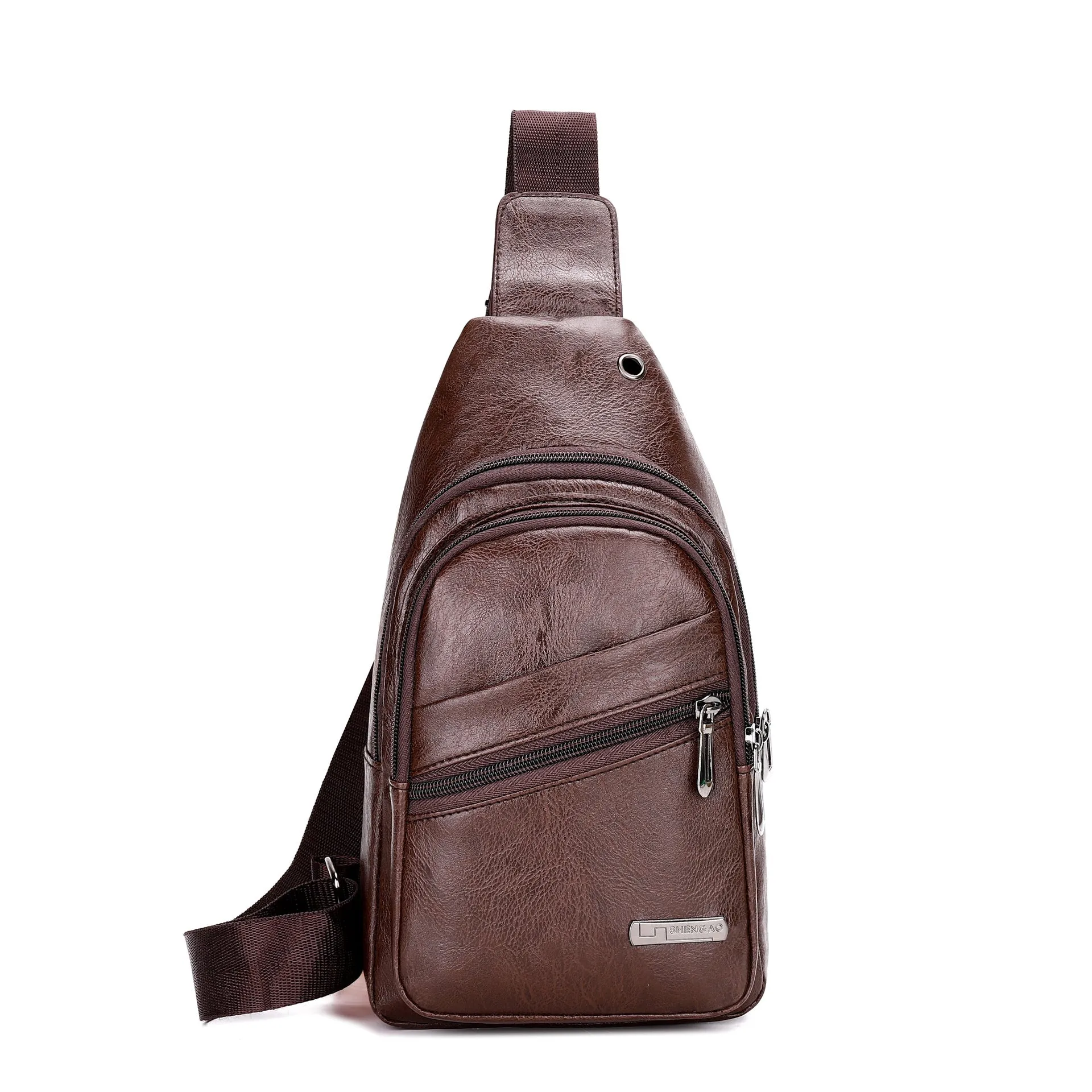 Men's Fashion Simple Waterproof Leisure Leather Business Men's Chest Bags