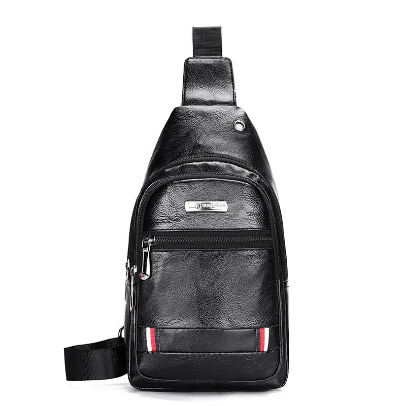 Men's Fashion Simple Waterproof Leisure Leather Business Men's Chest Bags